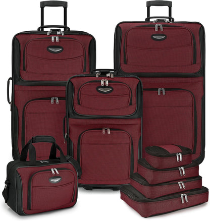 8-piece soft-shell luggage set with packing cubes and TSA lock – TravelMax