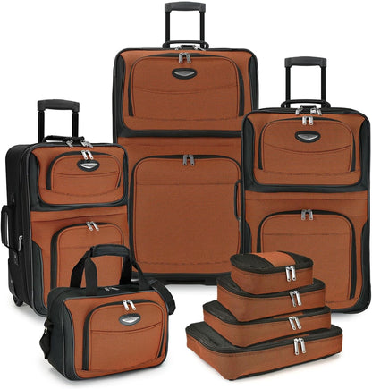 8-piece soft-shell luggage set with packing cubes and TSA lock – TravelMax