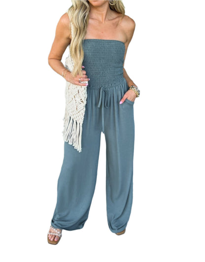 Off-the-shoulder summer jumpsuit with wide legs – Camila