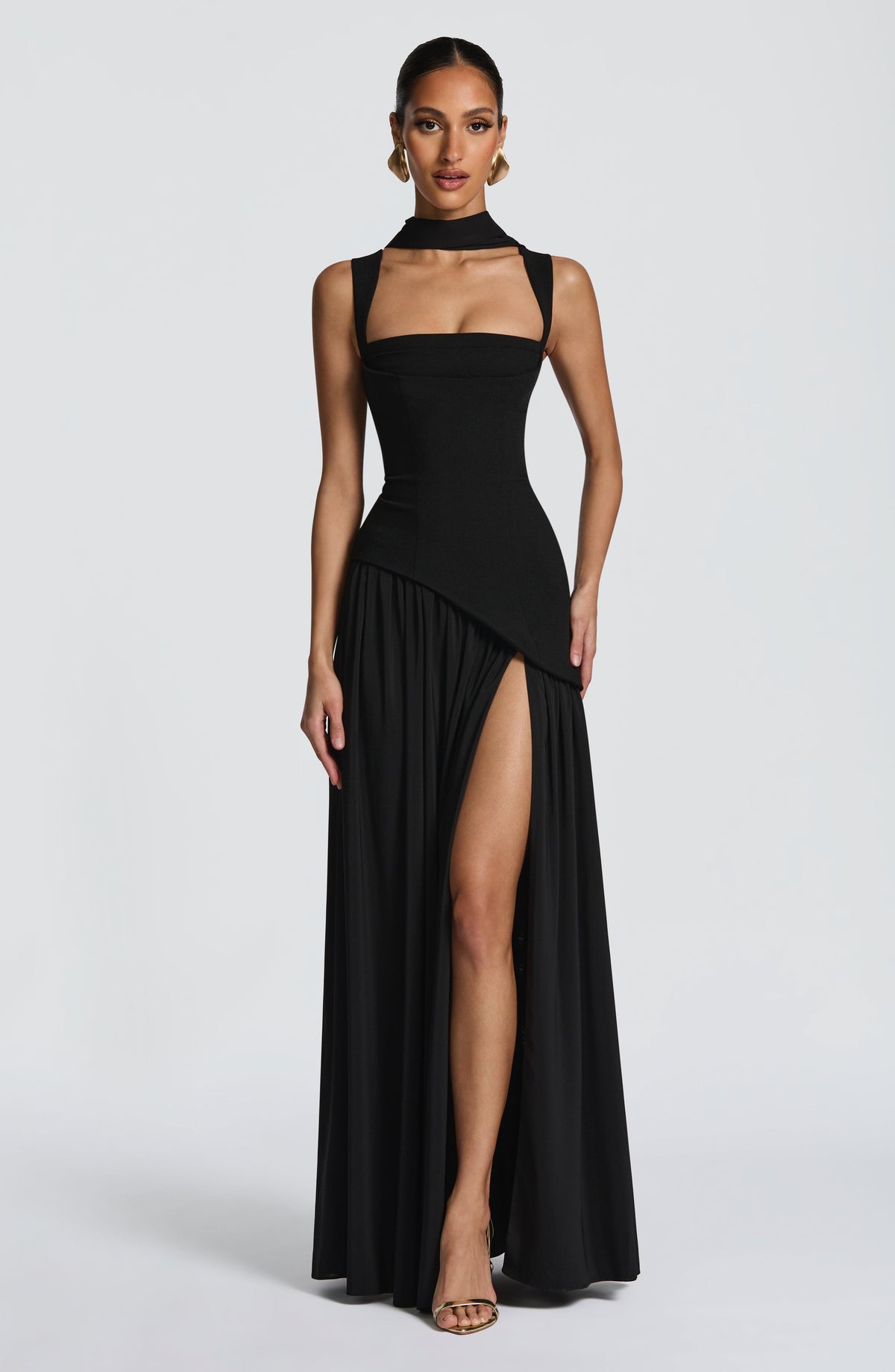 Flowing Chiffon Maxi Dress with Lace-Up Back 12