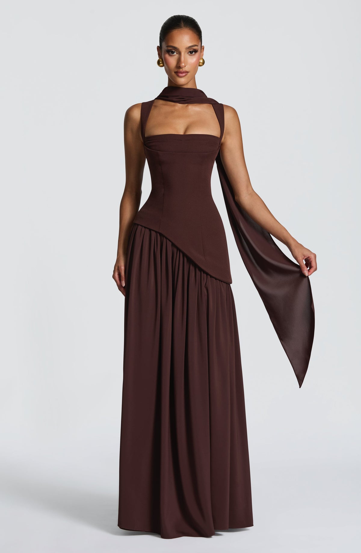 Flowing Chiffon Maxi Dress with Lace-Up Back 10