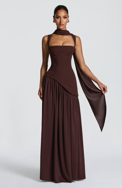 Flowing Chiffon Maxi Dress with Lace-Up Back 10