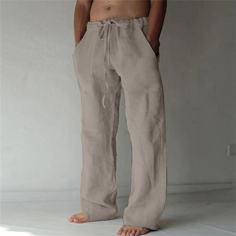 Casual men's linen trousers with a wide cut for summer – Elias
