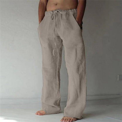 Casual men's linen trousers with a wide cut for summer – Elias