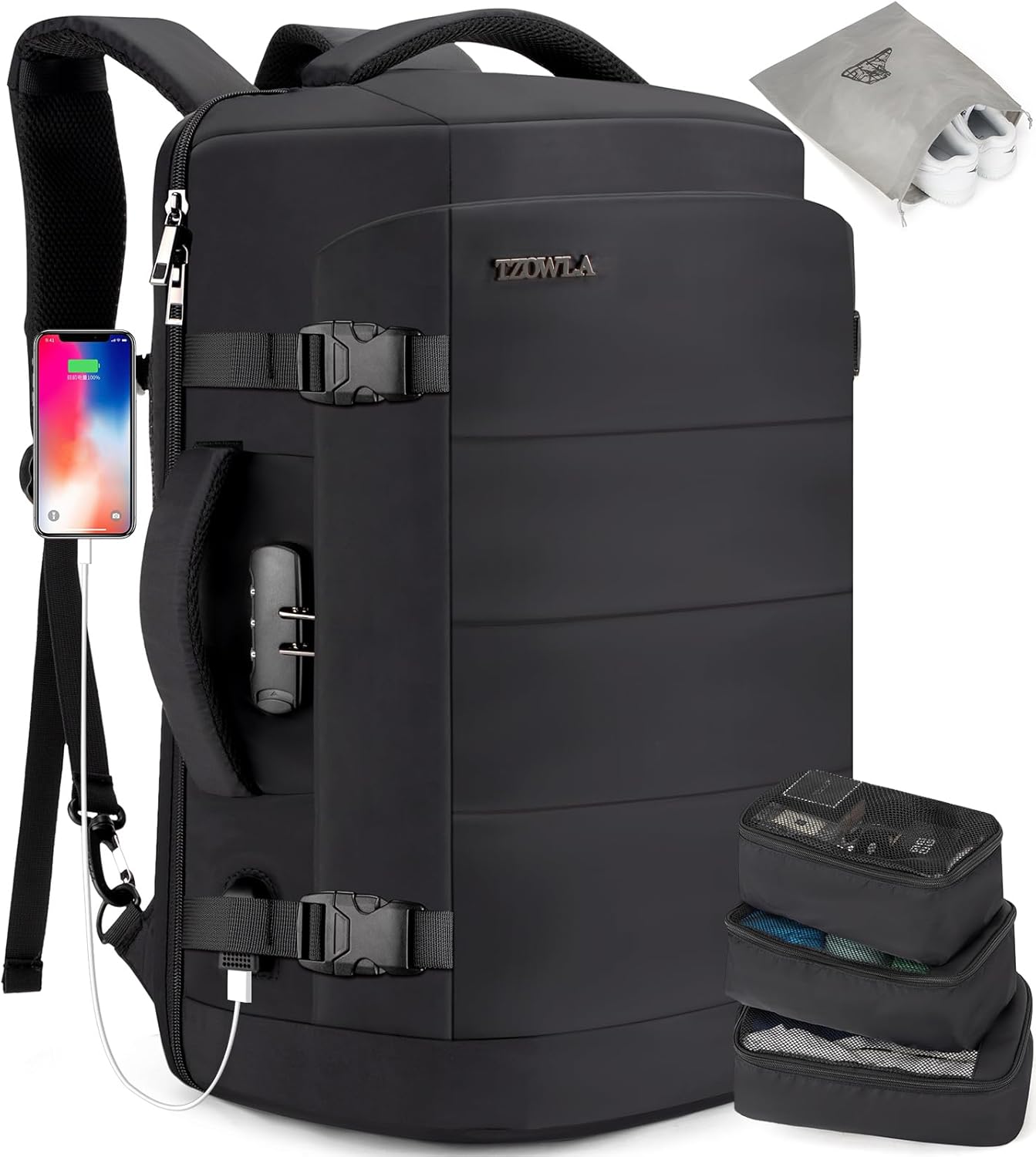 40L Waterproof Travel Laptop Rucksack with USB Port & Anti-Theft Protection – AeroPack
