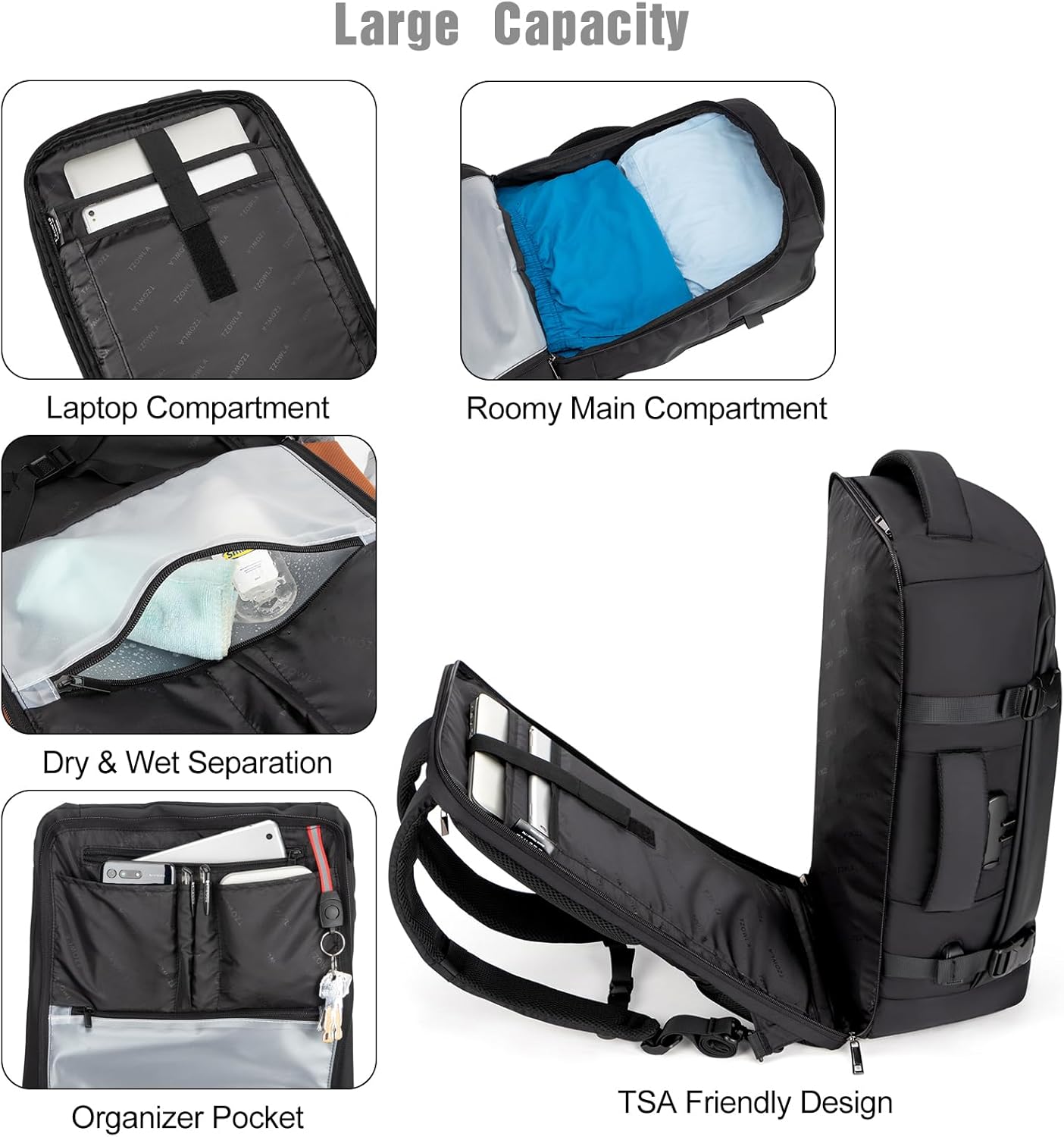 40L Waterproof Travel Laptop Rucksack with USB Port & Anti-Theft Protection – AeroPack