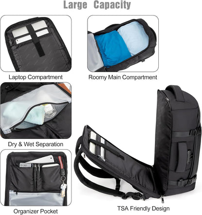 40L Waterproof Travel Laptop Rucksack with USB Port & Anti-Theft Protection – AeroPack