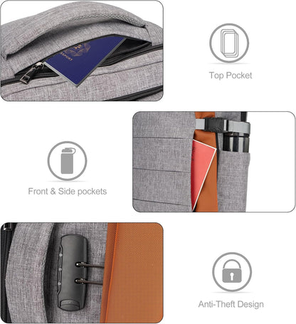 40L Waterproof Travel Laptop Rucksack with USB Port & Anti-Theft Protection – AeroPack