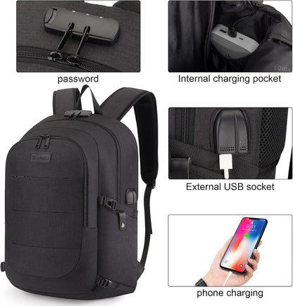 Extra-large anti-theft laptop and travel backpack with USB port – 30–50 L