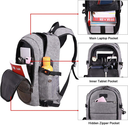 Extra-large anti-theft laptop and travel backpack with USB port – 30–50 L