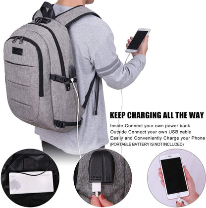Extra-large anti-theft laptop and travel backpack with USB port – 30–50 L