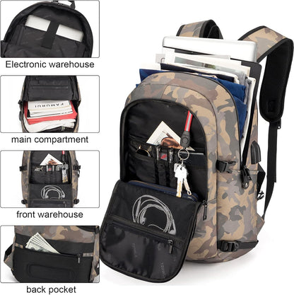 Extra-large anti-theft laptop and travel backpack with USB port – 30–50 L