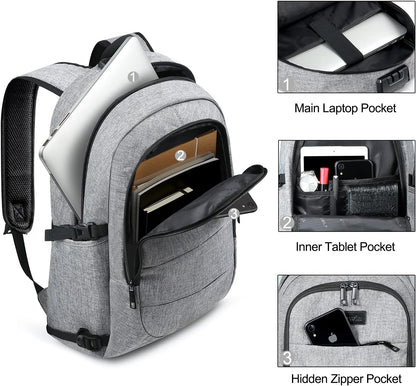 Extra-large anti-theft laptop and travel backpack with USB port – 30–50 L