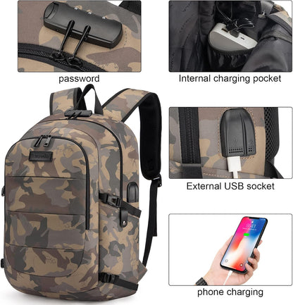 Extra-large anti-theft laptop and travel backpack with USB port – 30–50 L