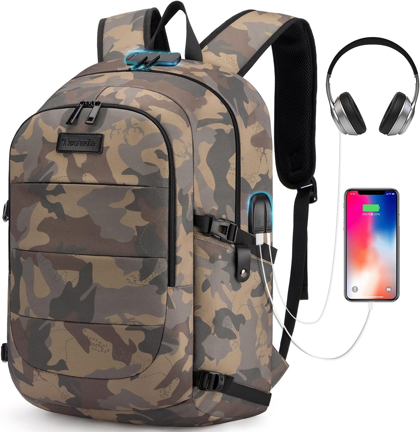 Extra-large anti-theft laptop and travel backpack with USB port – 30–50 L