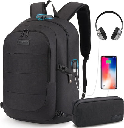 Extra-large anti-theft laptop and travel backpack with USB port – 30–50 L