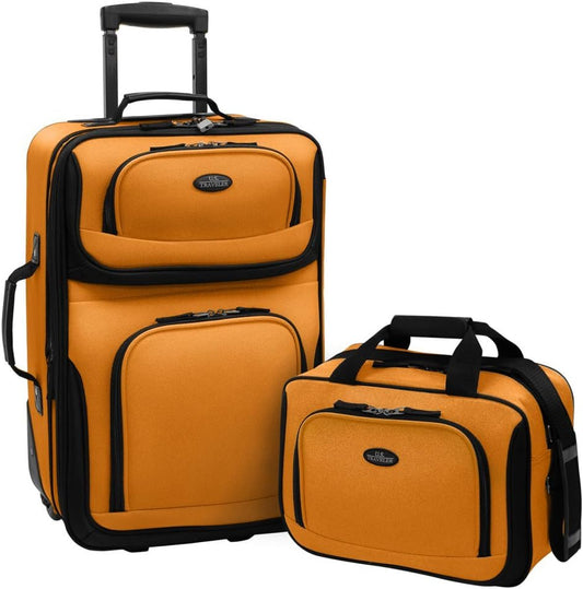 2-piece soft hand-luggage set with expandable design and skate wheels