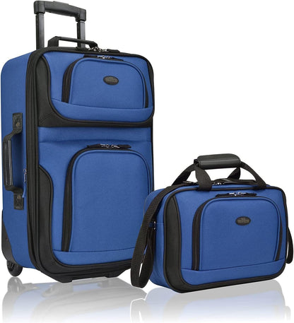 2-piece soft hand-luggage set with expandable design and skate wheels