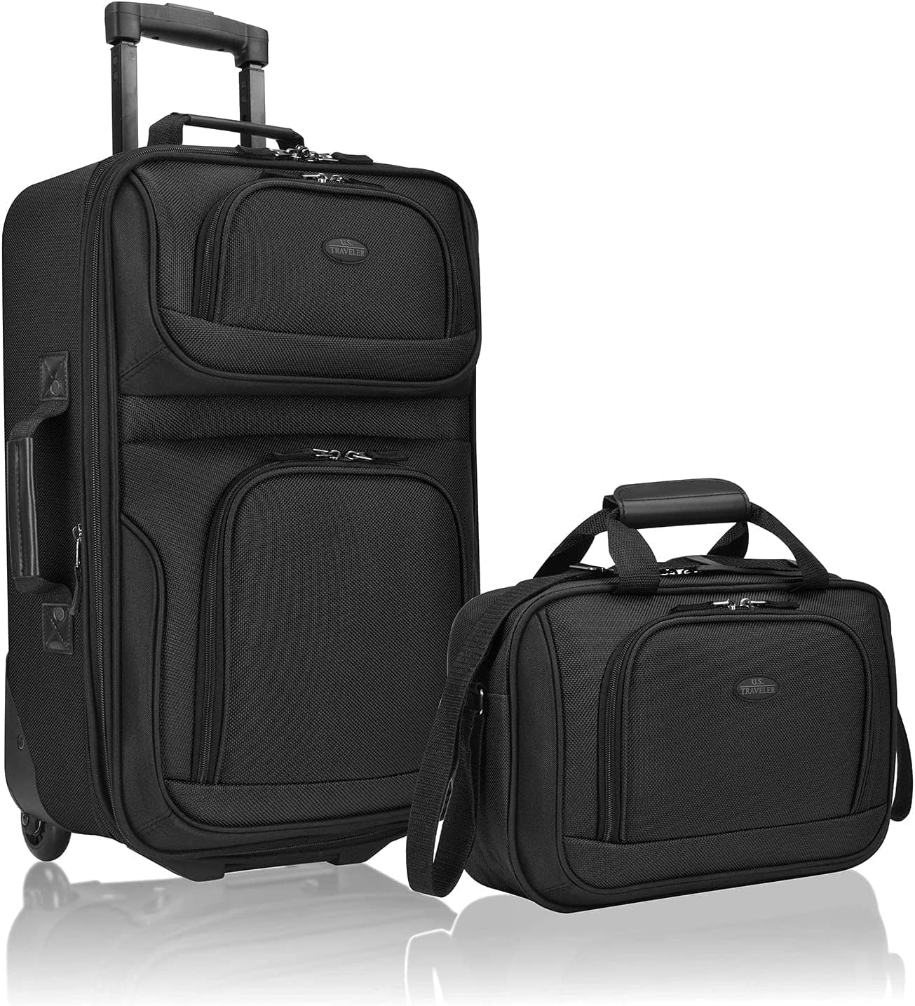 2-piece soft hand-luggage set with expandable design and skate wheels