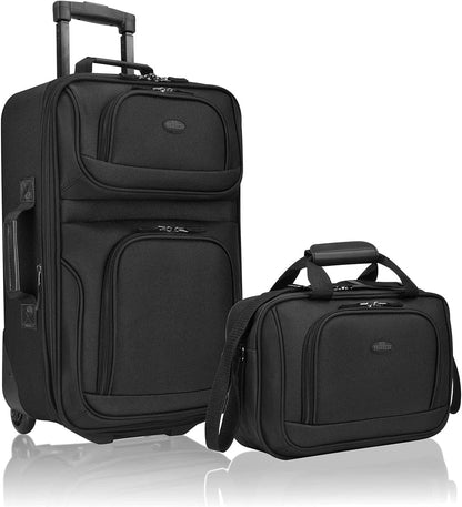 2-piece soft hand-luggage set with expandable design and skate wheels