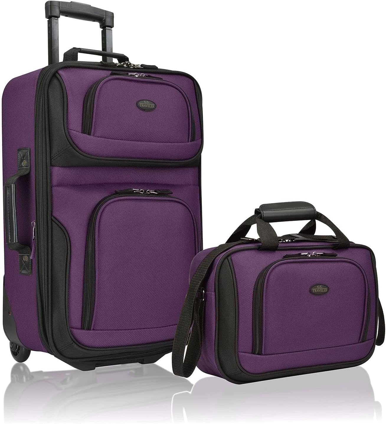 2-piece soft hand-luggage set with expandable design and skate wheels