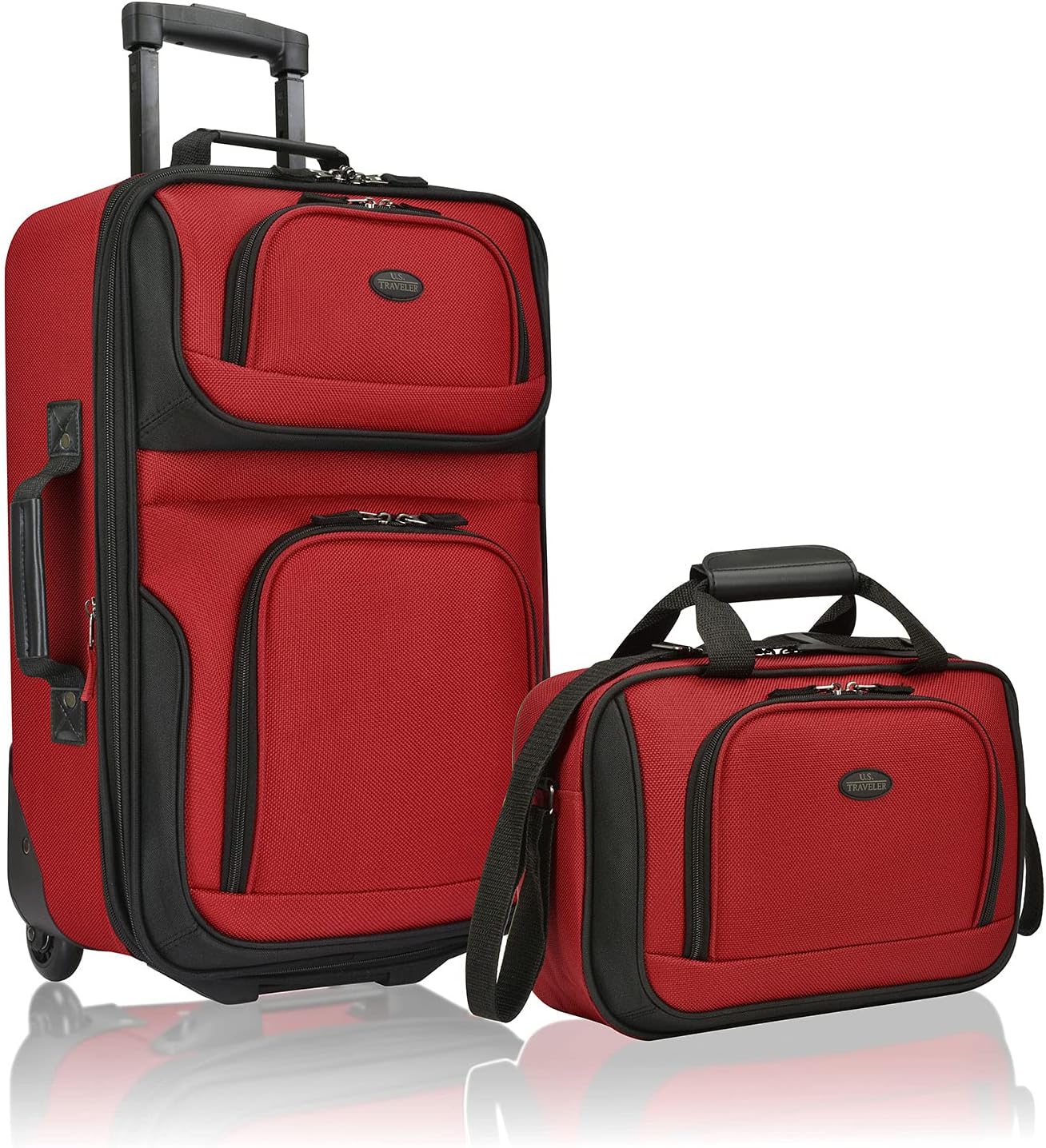 2-piece soft hand-luggage set with expandable design and skate wheels