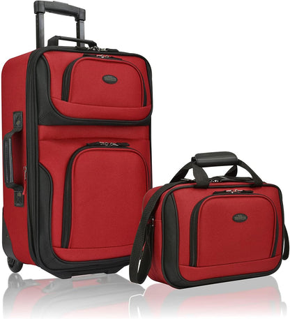 2-piece soft hand-luggage set with expandable design and skate wheels
