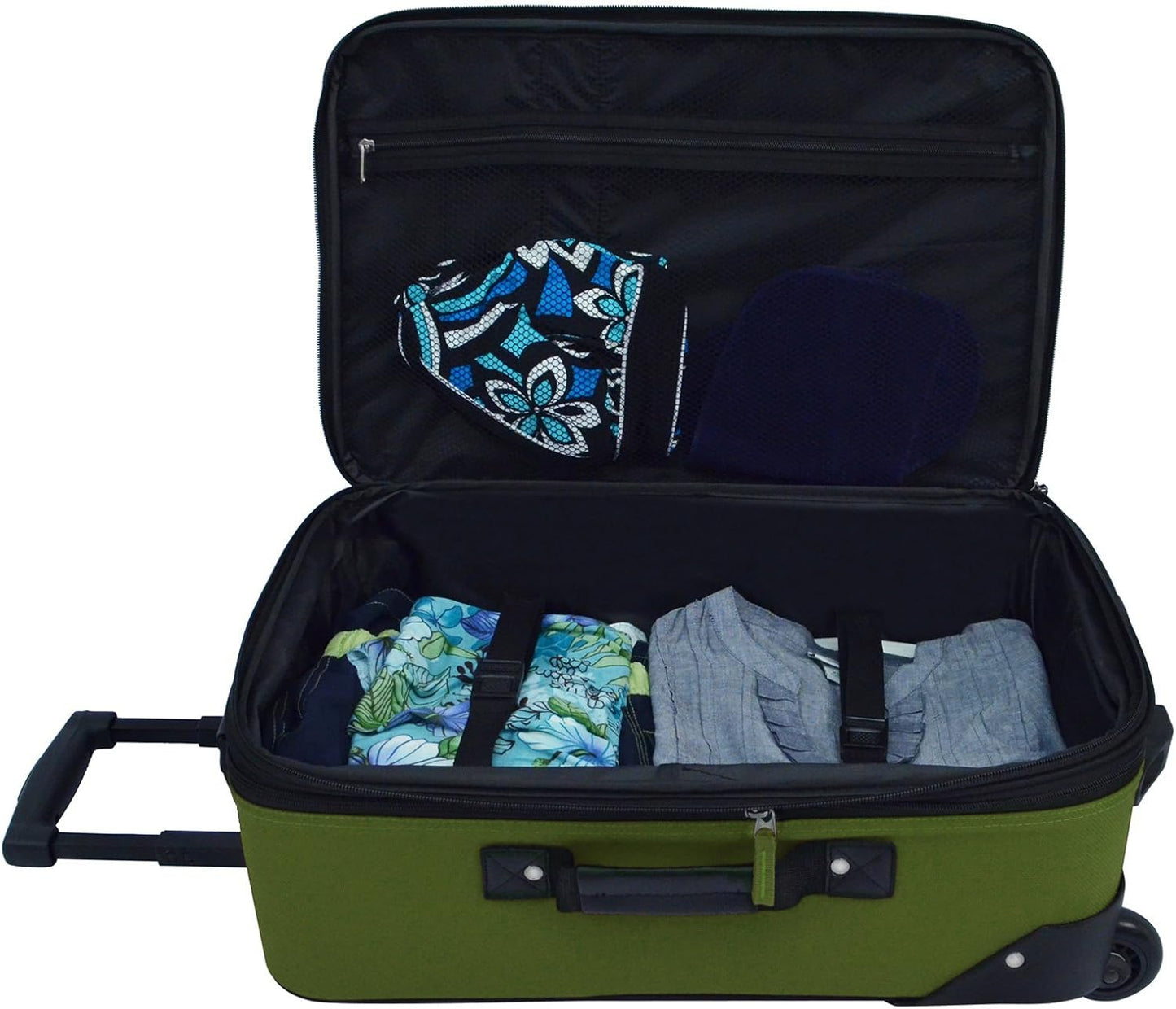 2-piece soft hand-luggage set with expandable design and skate wheels