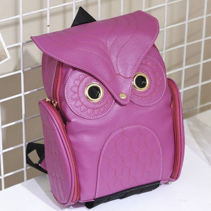PU leather rucksack with owl print – women's multi-pocket design