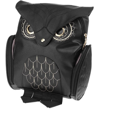 PU leather rucksack with owl print – women's multi-pocket design