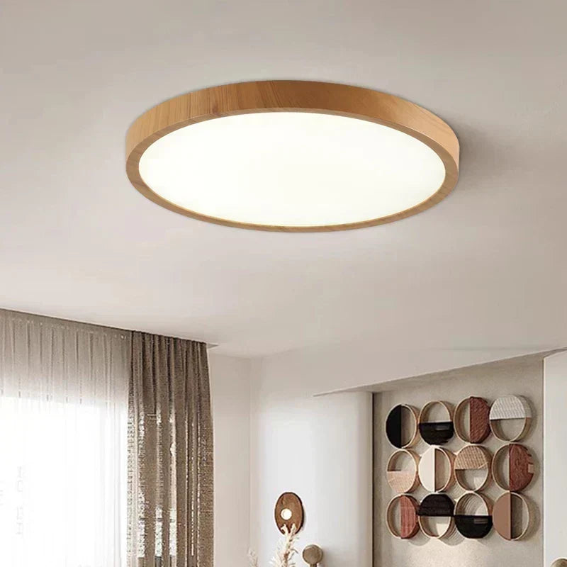 Ultrathin Walnut Circular Ceiling Light for Elegant Modern Spaces 1