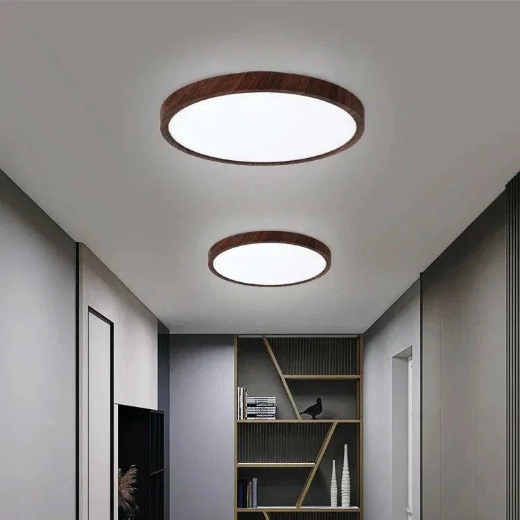 Ultrathin Walnut Circular Ceiling Light for Elegant Modern Spaces 5