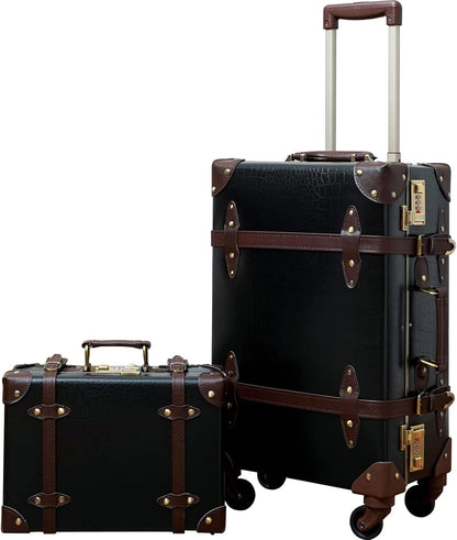 2-piece vintage-inspired luggage set with spinner wheels and protective cover