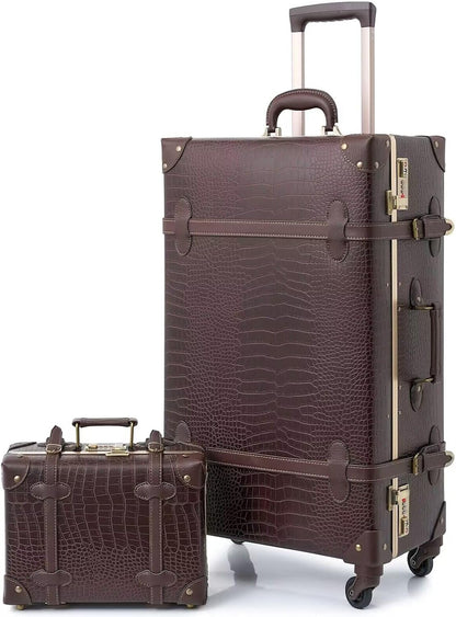 2-piece vintage-inspired luggage set with spinner wheels and protective cover