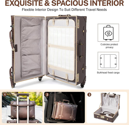 2-piece vintage-inspired luggage set with spinner wheels and protective cover