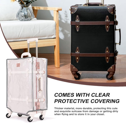 2-piece vintage-inspired luggage set with spinner wheels and protective cover