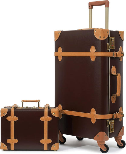 2-piece vintage-inspired luggage set with spinner wheels and protective cover