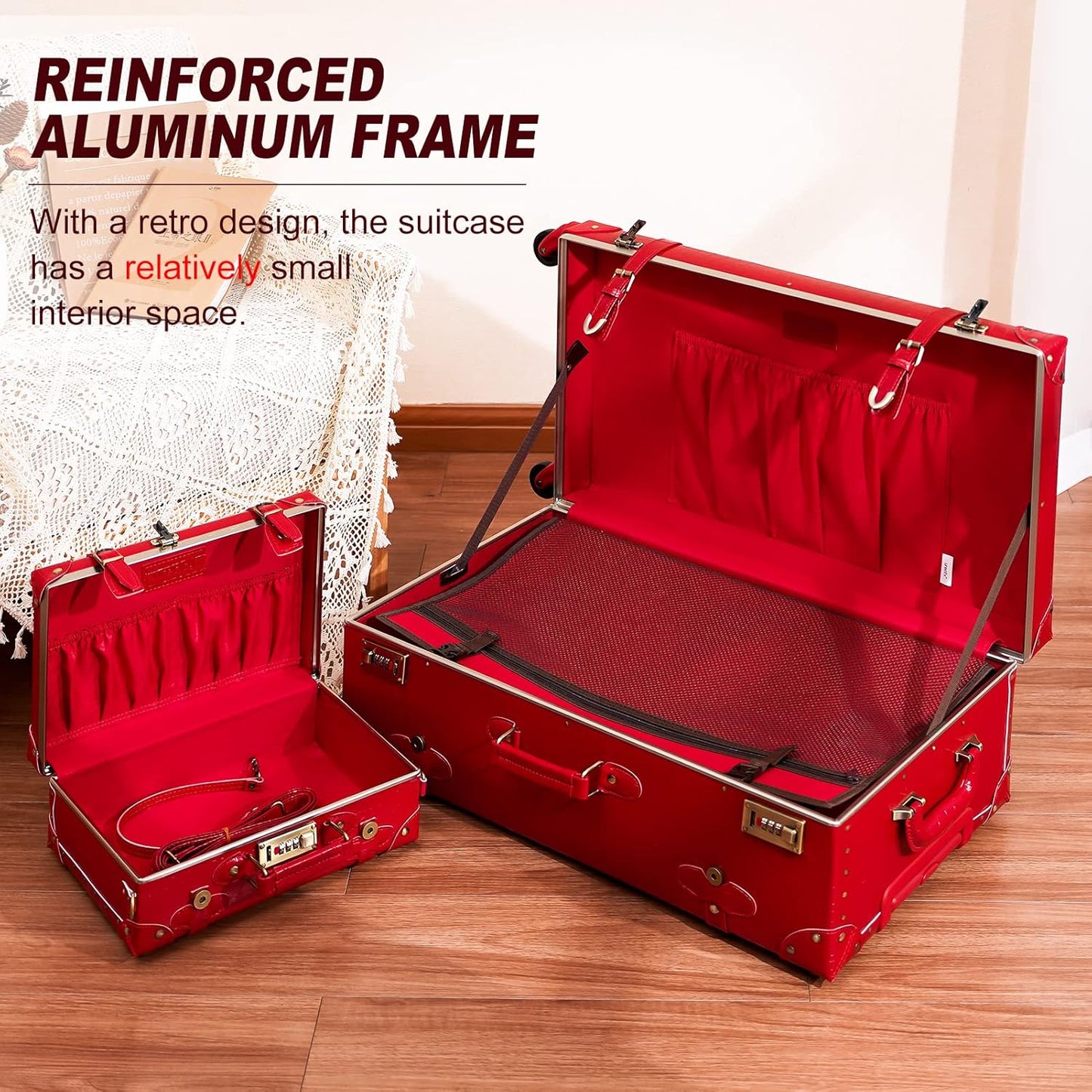 2-piece vintage-inspired luggage set with spinner wheels and protective cover