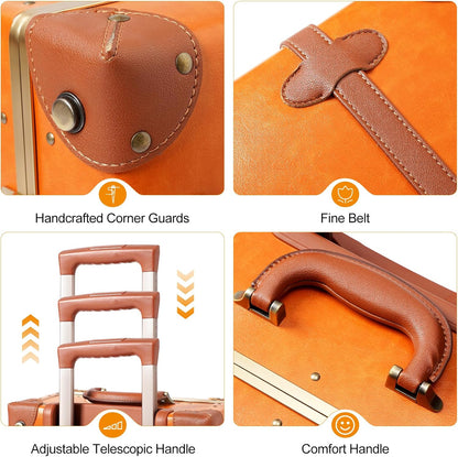 2-piece vintage-inspired luggage set with spinner wheels and protective cover