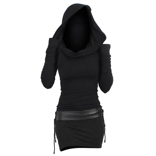 Autumnal & Comfortable Long-Sleeve Hooded Dress – Selina