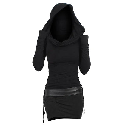 Autumnal & Comfortable Long-Sleeve Hooded Dress – Selina