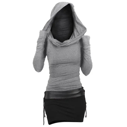 Autumnal & Comfortable Long-Sleeve Hooded Dress – Selina