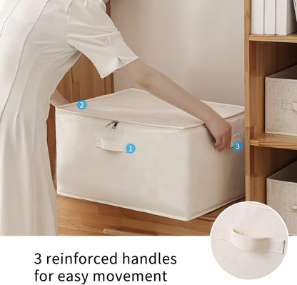 Canvas clothes storage organiser set – double-zip bag with handles and a clear window