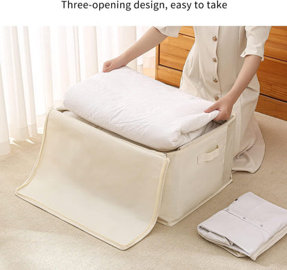 Canvas clothes storage organiser set – double-zip bag with handles and a clear window