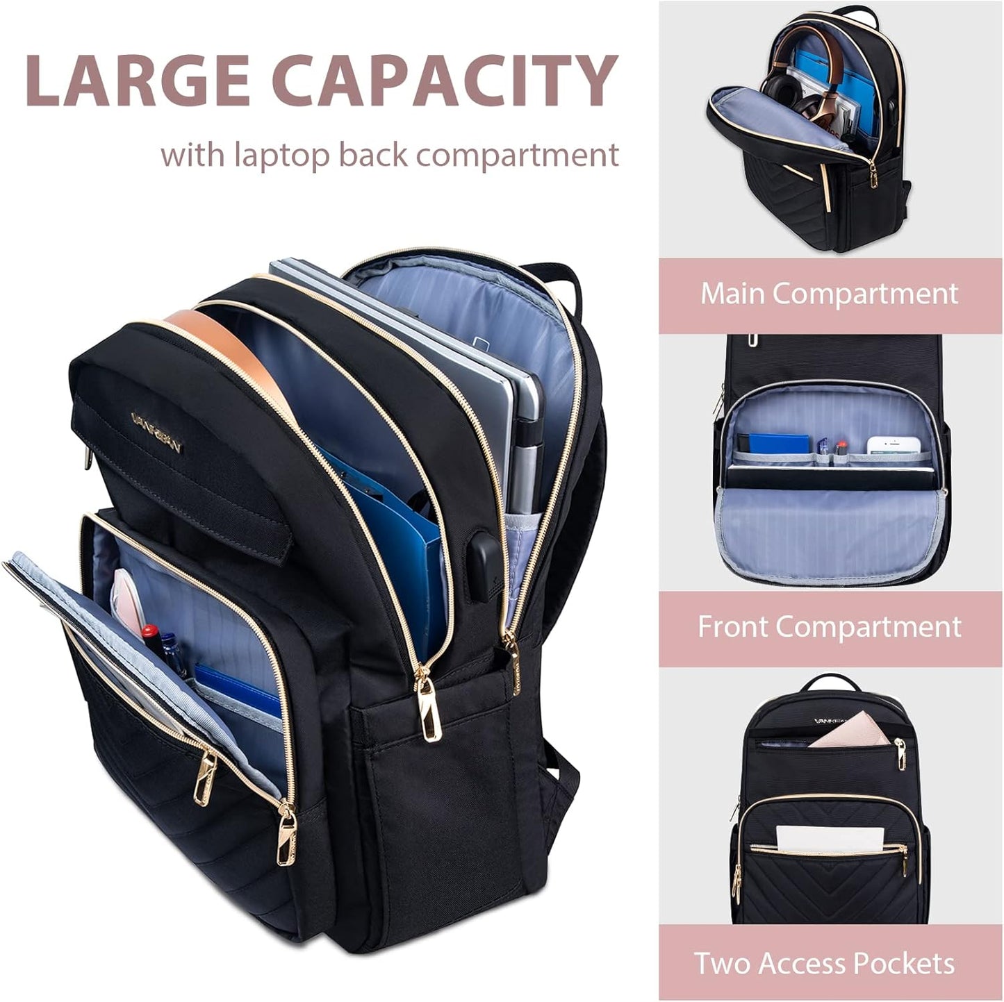Lightweight waterproof laptop backpack with USB port – compatible with 15.6-inch laptops