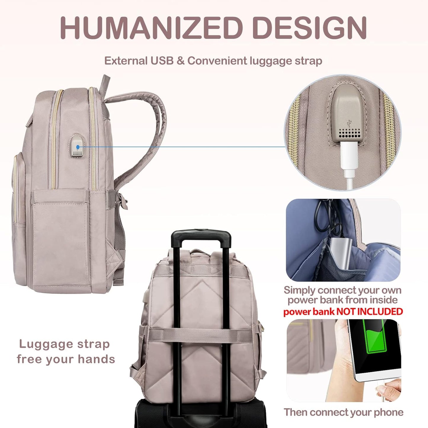 Lightweight waterproof laptop backpack with USB port – compatible with 15.6-inch laptops