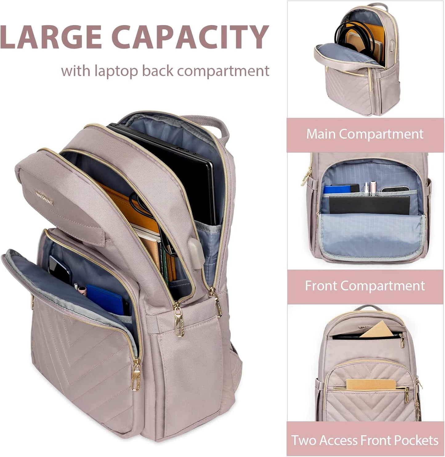 Lightweight waterproof laptop backpack with USB port – compatible with 15.6-inch laptops