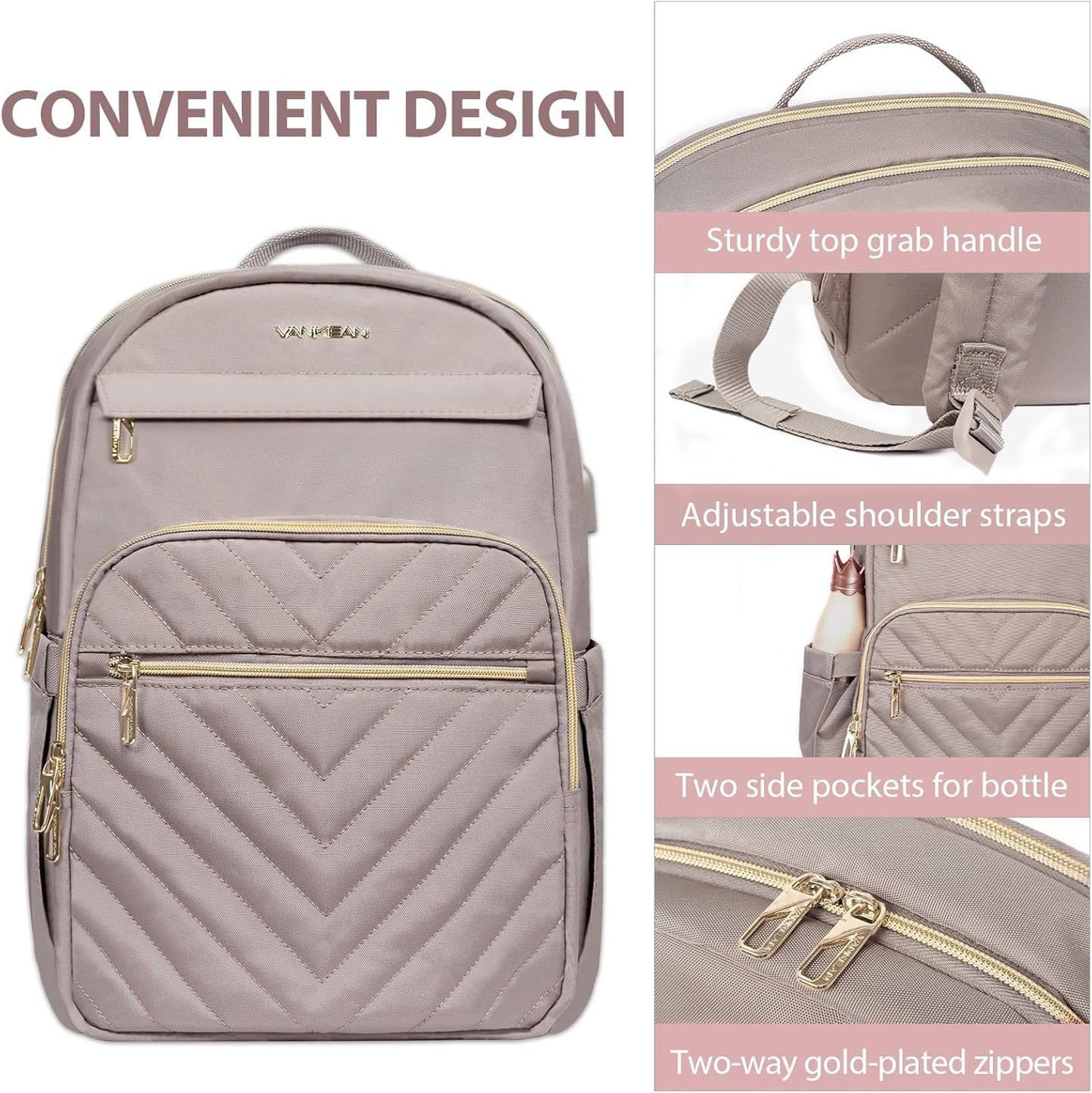 Lightweight waterproof laptop backpack with USB port – compatible with 15.6-inch laptops