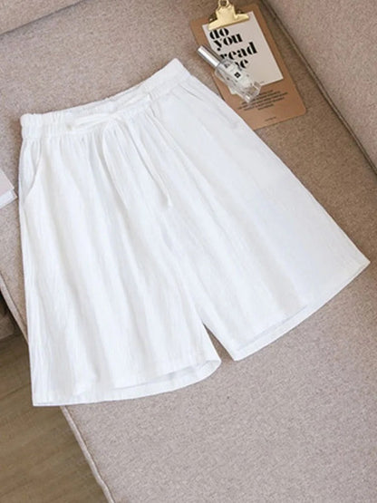 Comfortable & Airy Women's Cotton Shorts with Stretch Waistband – Melina