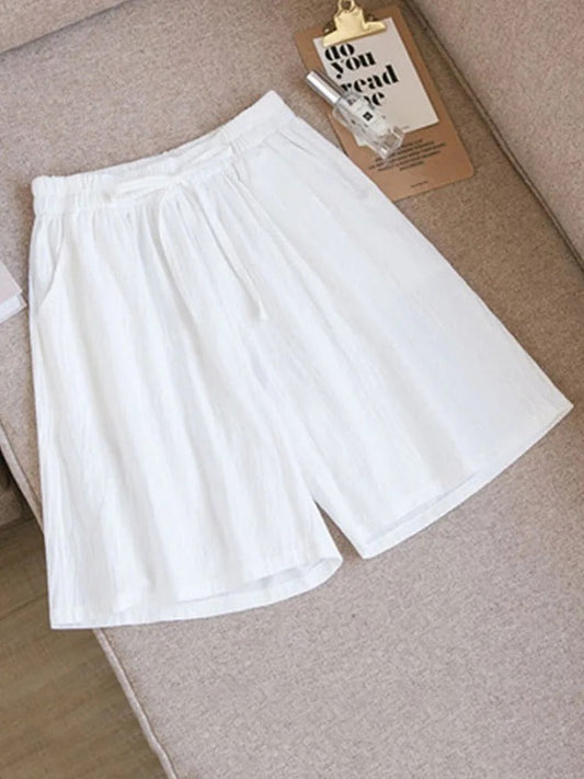 Comfortable & Airy Women's Cotton Shorts with Stretch Waistband – Melina